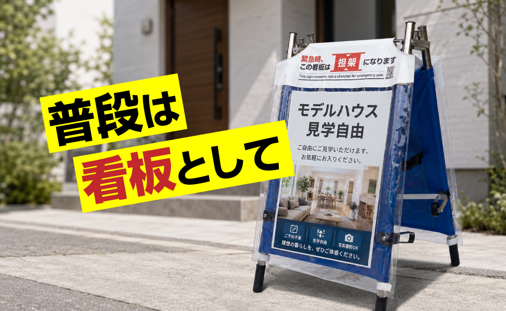 普段は看板として使えるひろげてストレッチャー